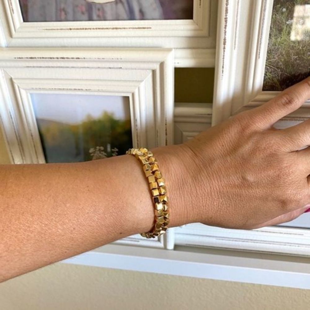 Gold Filled Bead Silicone Bangle Bracelet Set
